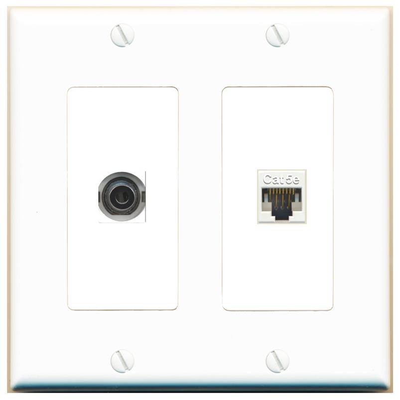 3.5mm CAT5E Wall Plate [White]