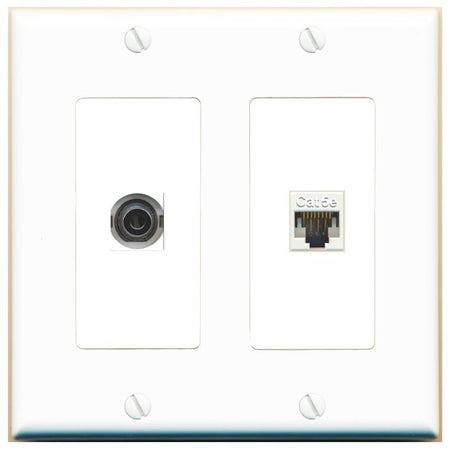 3.5mm CAT5E Wall Plate [White]
