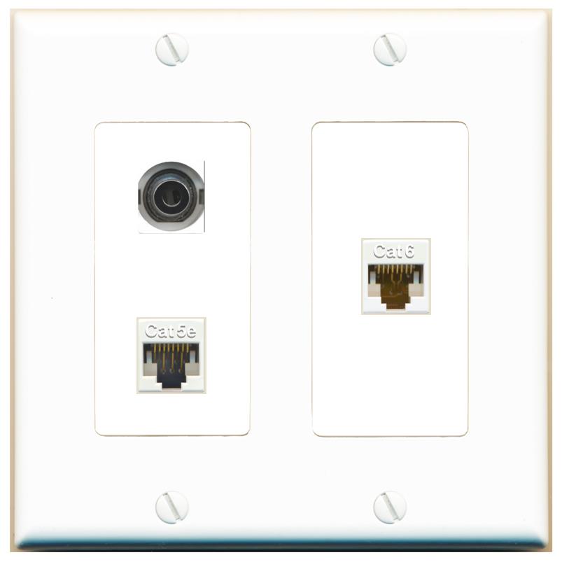 3.5mm CAT5E CAT6 Wall Plate [White]