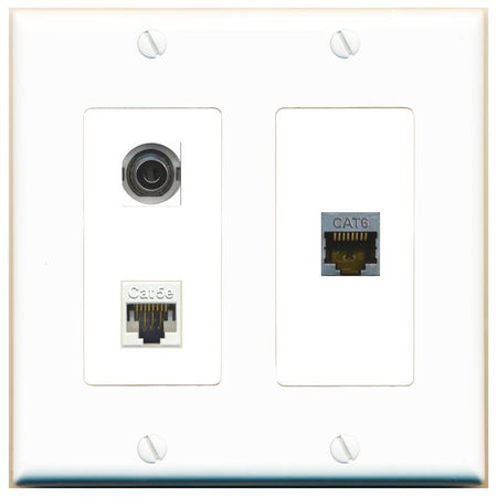 3.5mm CAT5E CAT6-SHIELDED Wall Plate [White]