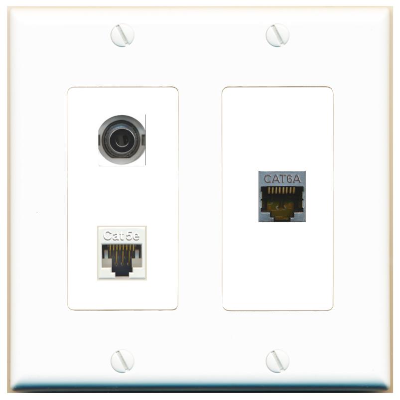3.5mm CAT5E CAT6A Wall Plate [White]