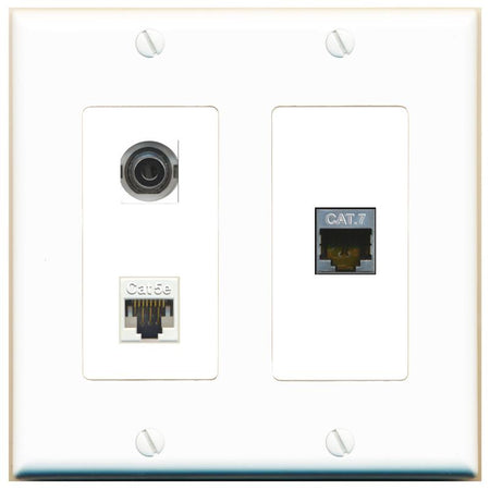 3.5mm CAT5E CAT7 Wall Plate [White]