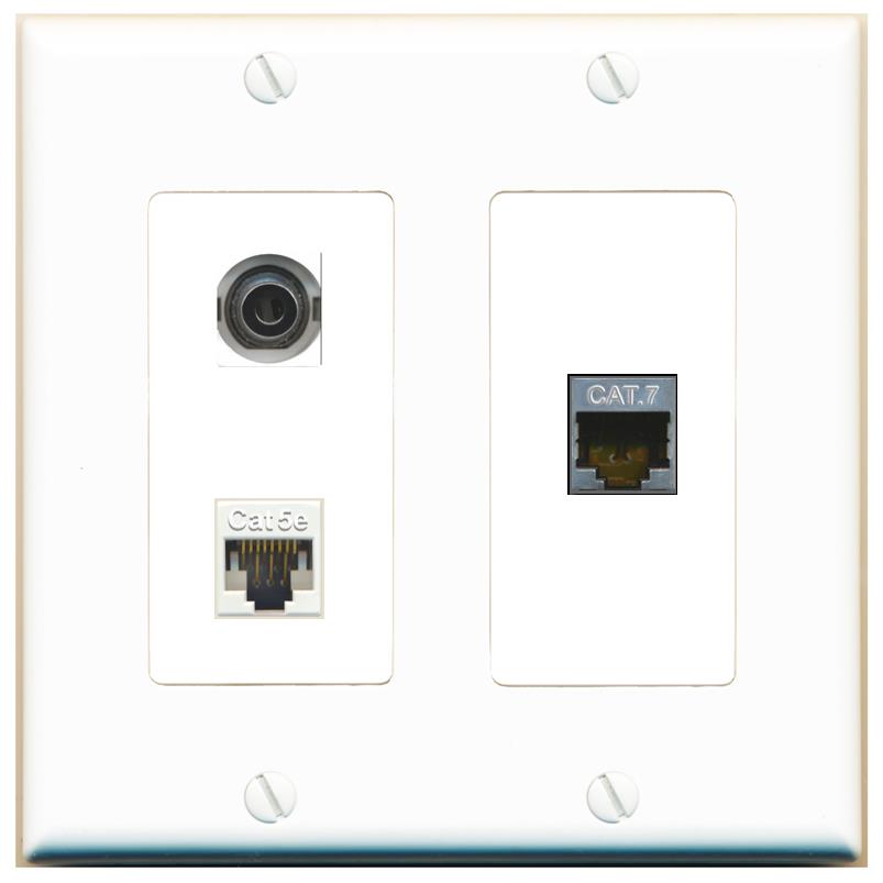3.5mm CAT5E CAT7 Wall Plate [White]