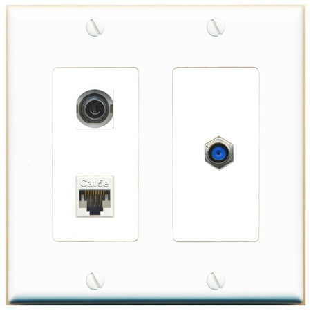 3.5mm CAT5E F81 Wall Plate [White]