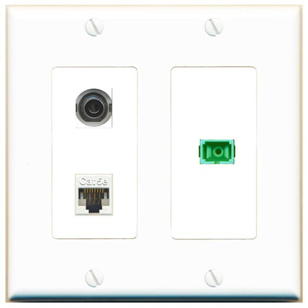 3.5mm CAT5E SC-APC-SX Wall Plate [White]