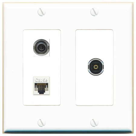 3.5mm CAT5E TOSLINK Wall Plate [White]