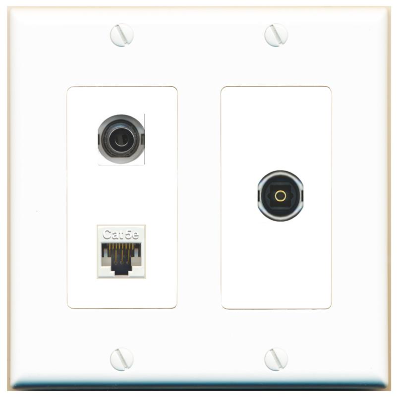 3.5mm CAT5E TOSLINK Wall Plate [White]