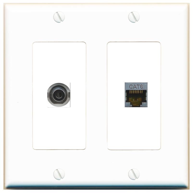 3.5mm CAT6-SHIELDED Wall Plate [White]