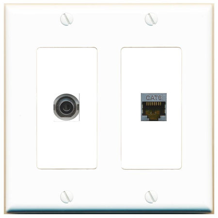 3.5mm CAT6-SHIELDED Wall Plate [White]