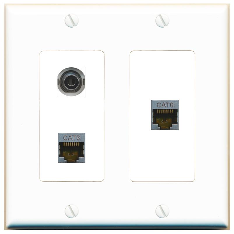 3.5mm 2 CAT6-SHIELDED Wall Plate [White]