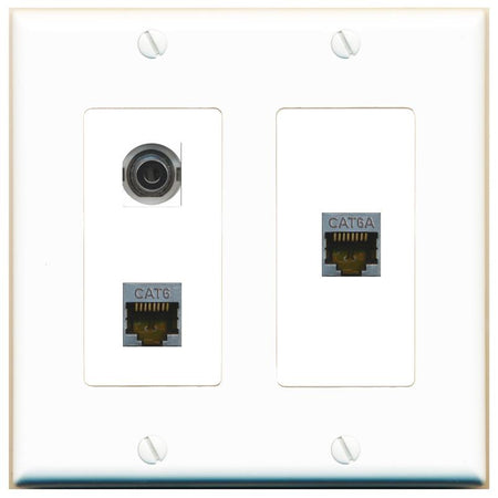 3.5mm CAT6-SHIELDED CAT6A Wall Plate [White]