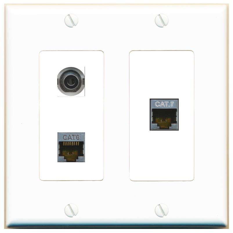 3.5mm CAT6-SHIELDED CAT7 Wall Plate [White]