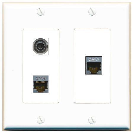 3.5mm CAT6-SHIELDED CAT7 Wall Plate [White]