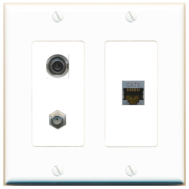 3.5mm CAT6-SHIELDED COAX Wall Plate [White]