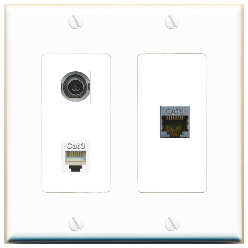 3.5mm CAT6-SHIELDED PHONE Wall Plate [White]