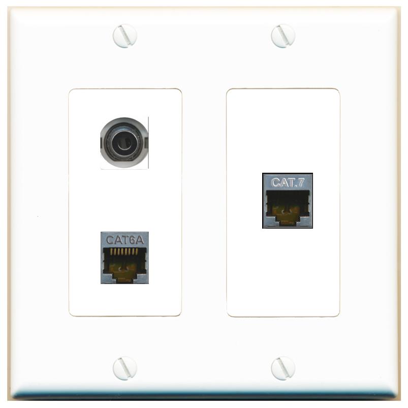 3.5mm CAT6A CAT7 Wall Plate [White]