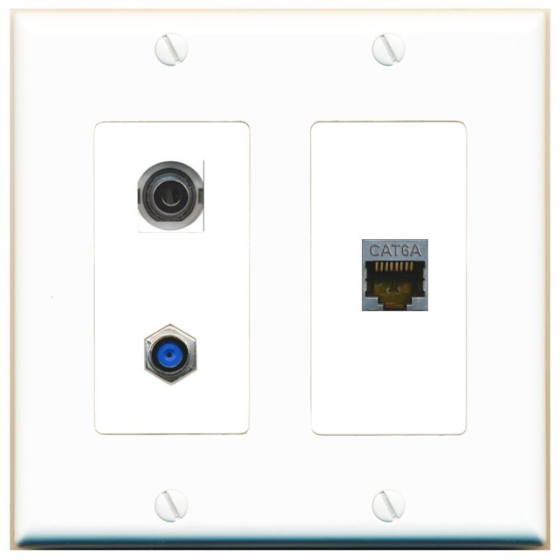 3.5mm CAT6A F81 Wall Plate [White]