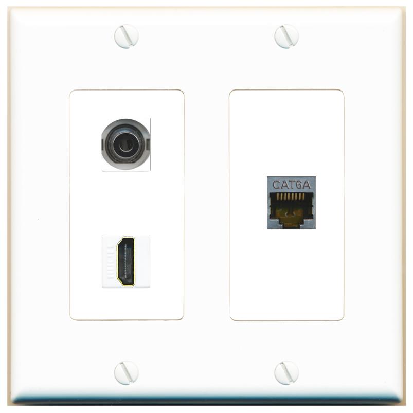 3.5mm CAT6A HDMI Wall Plate [White]