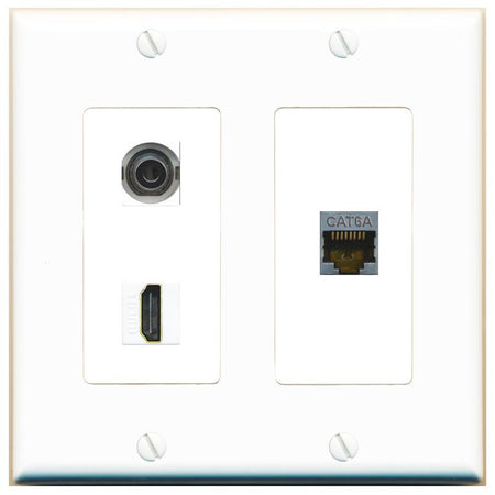 3.5mm CAT6A HDMI Wall Plate [White]