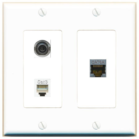 3.5mm CAT6A PHONE Wall Plate [White]