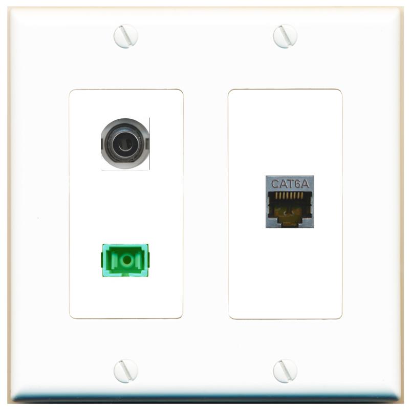 3.5mm CAT6A SC-APC-SX Wall Plate [White]