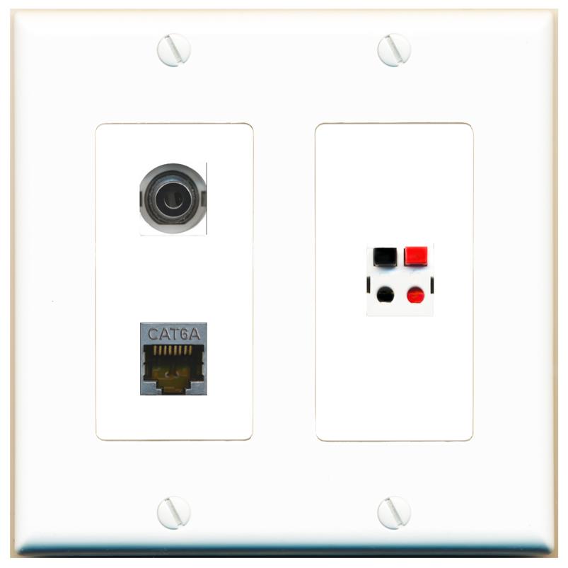 3.5mm CAT6A SPEAKER Wall Plate [White]