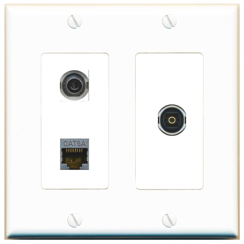 3.5mm CAT6A TOSLINK Wall Plate [White]