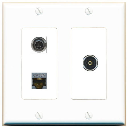 3.5mm CAT6A TOSLINK Wall Plate [White]