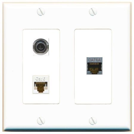 3.5mm CAT6 CAT6A Wall Plate [White]