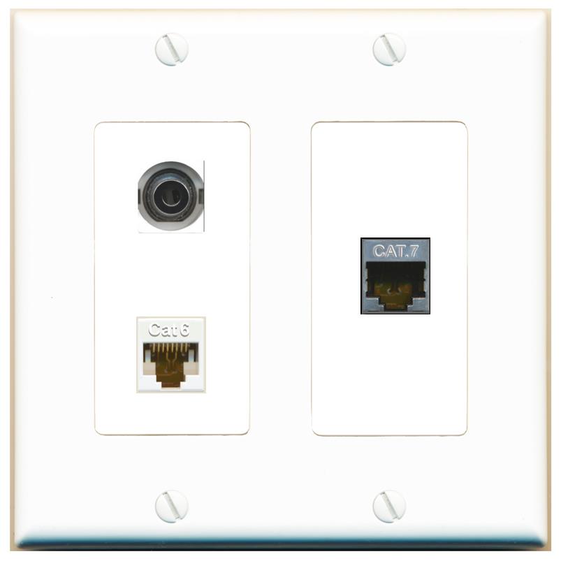 3.5mm CAT6 CAT7 Wall Plate [White]