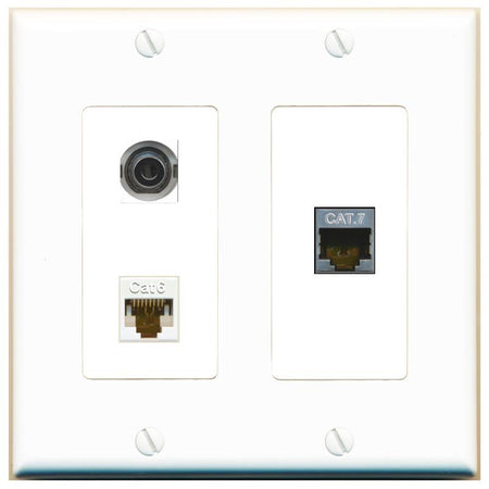 3.5mm CAT6 CAT7 Wall Plate [White]