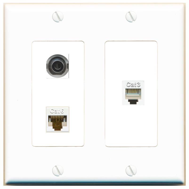 3.5mm CAT6 PHONE Wall Plate [White]