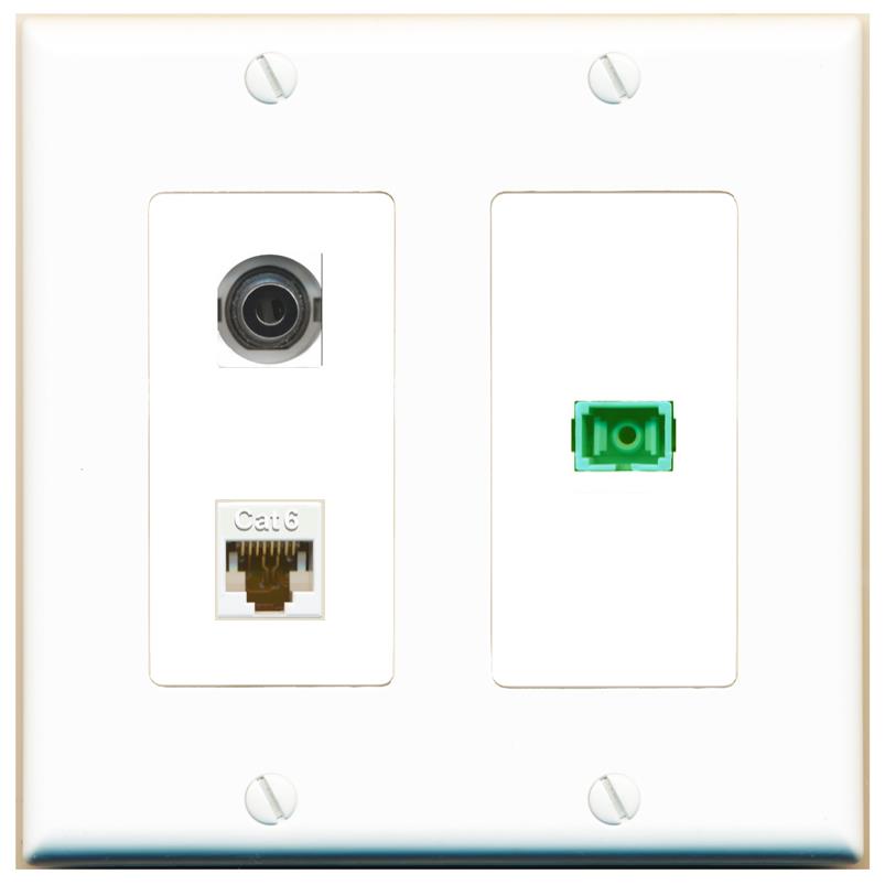 3.5mm CAT6 SC-APC-SX Wall Plate [White]
