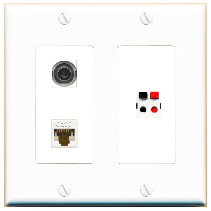 3.5mm CAT6 SPEAKER Wall Plate [White]