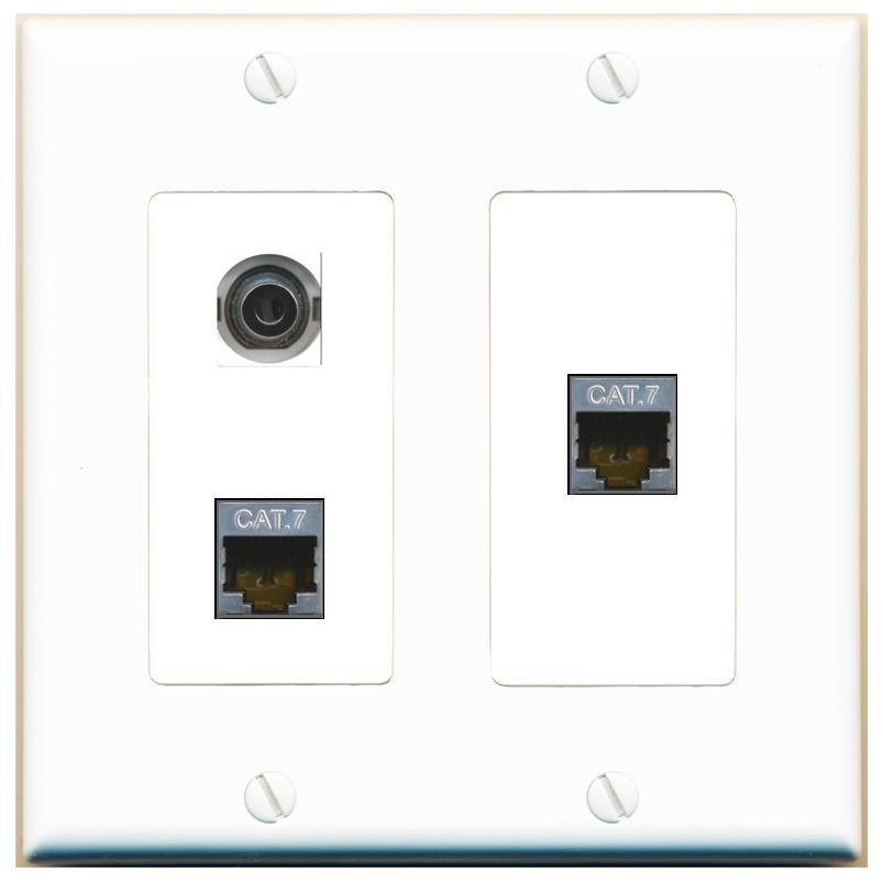 3.5mm 2 CAT7 Wall Plate [White]