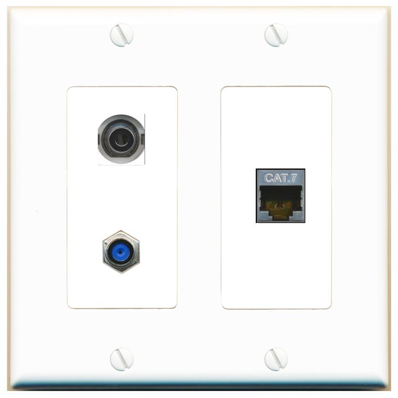 3.5mm CAT7 F81 Wall Plate [White]