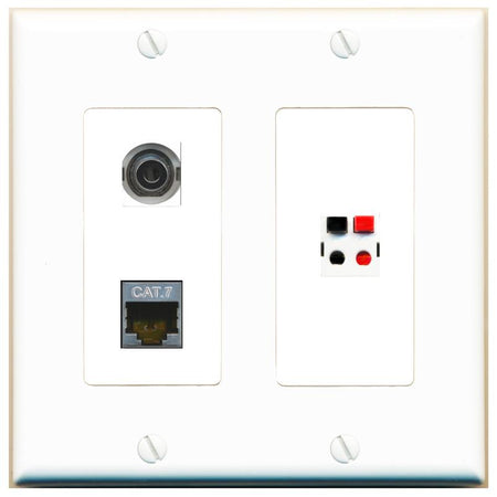 3.5mm CAT7 SPEAKER Wall Plate [White]