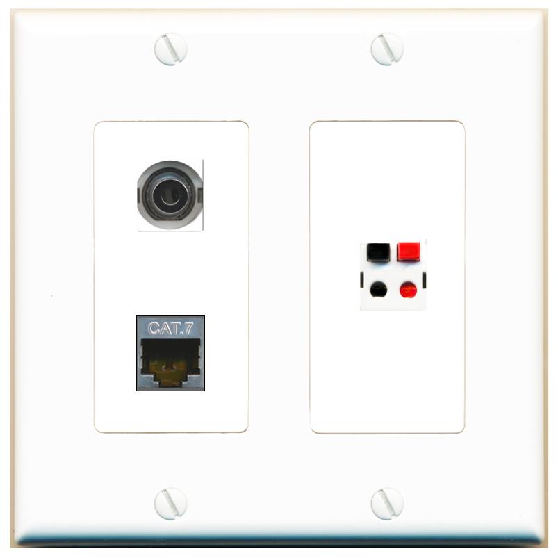 3.5mm CAT7 SPEAKER Wall Plate [White]