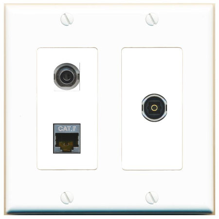 3.5mm CAT7 TOSLINK Wall Plate [White]