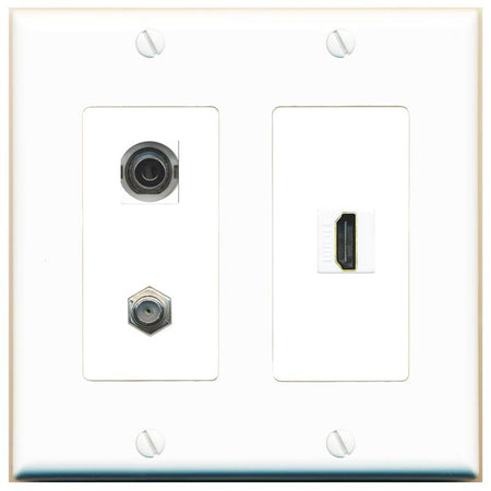 3.5mm COAX HDMI Wall Plate [White]