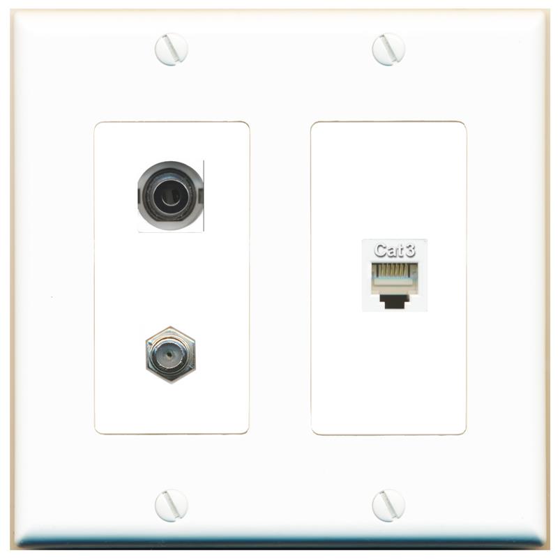3.5mm COAX PHONE Wall Plate [White]