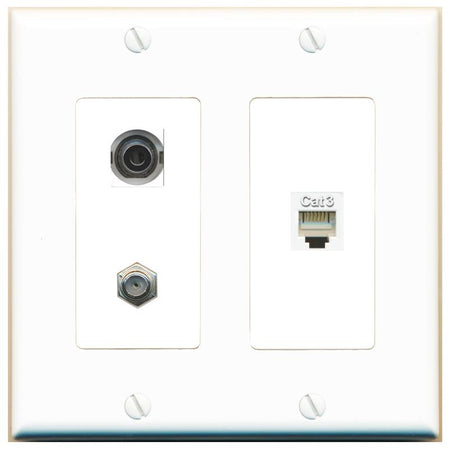 3.5mm COAX PHONE Wall Plate [White]