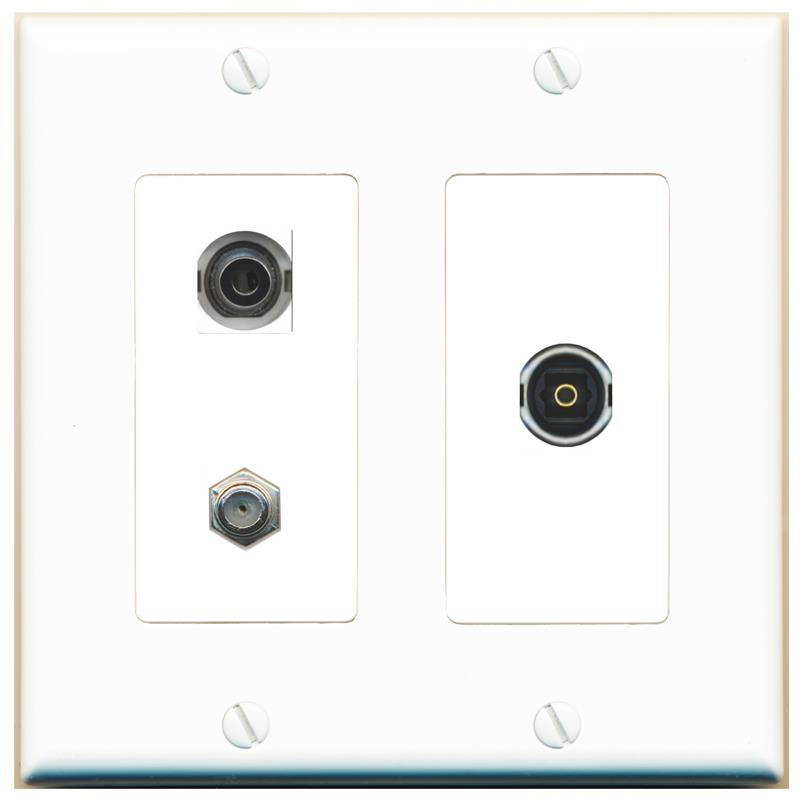 3.5mm COAX TOSLINK Wall Plate [White]