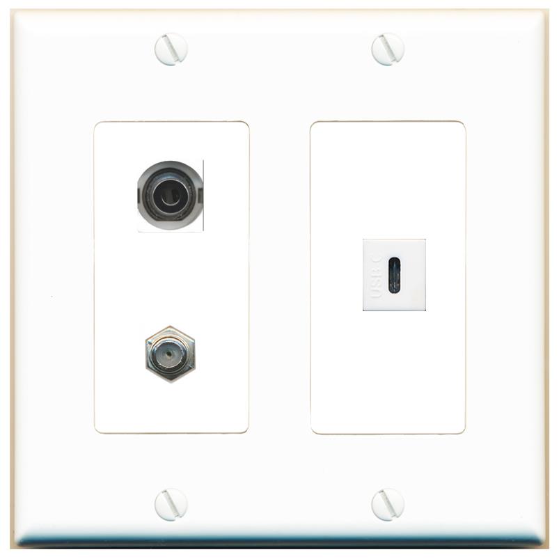 3.5mm COAX USBC Wall Plate [White]