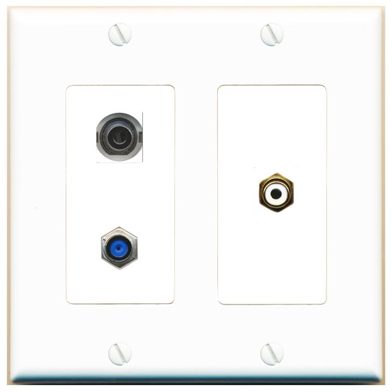 3.5mm F81 RCA-WHITE Wall Plate [White]