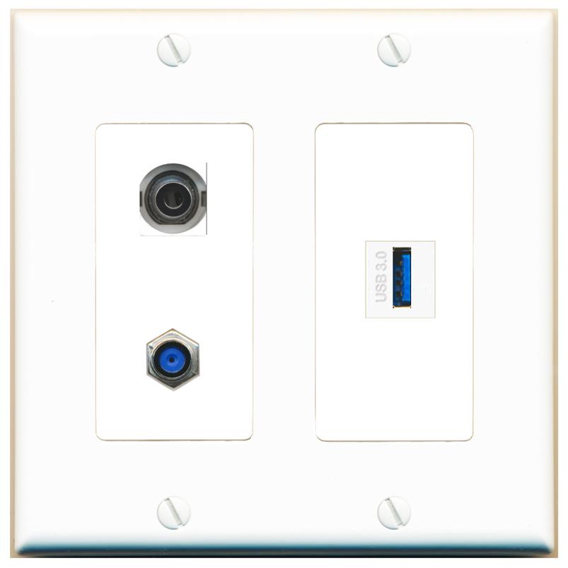 3.5mm F81 USB-3 Wall Plate [White]