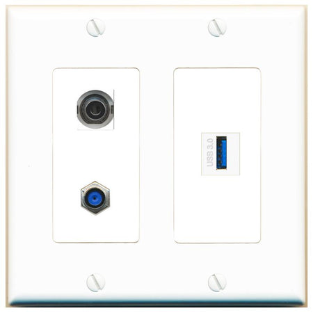 3.5mm F81 USB-3 Wall Plate [White]