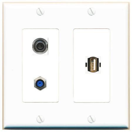 3.5mm F81 USB2 Wall Plate [White]