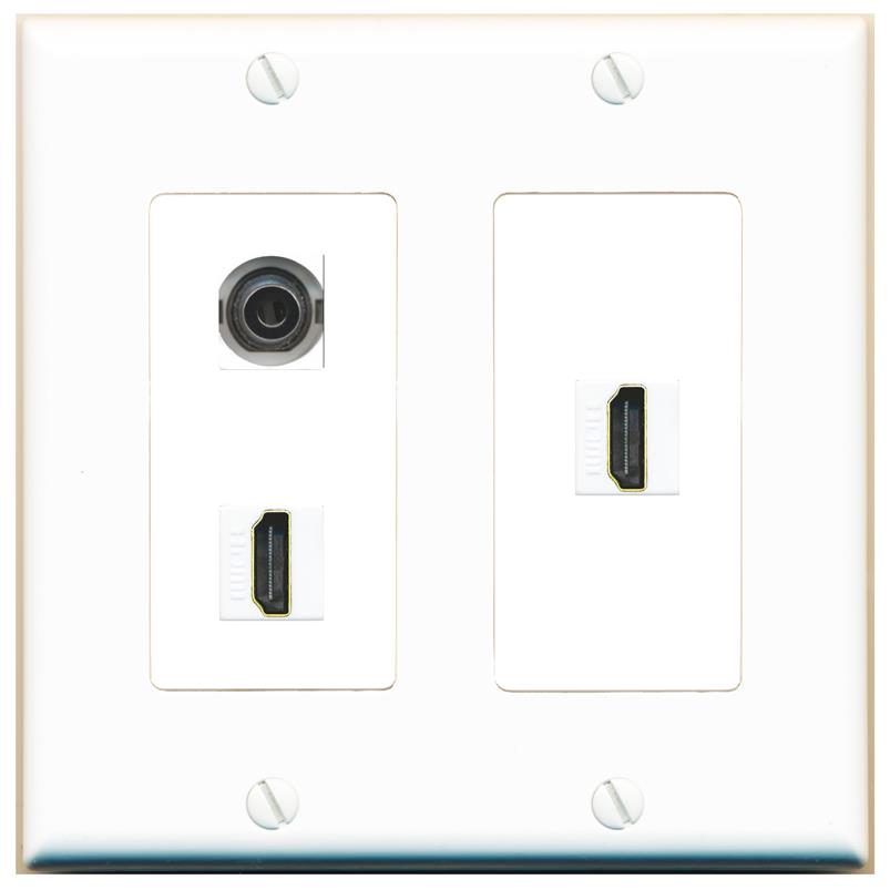 3.5mm 2 HDMI Wall Plate [White]