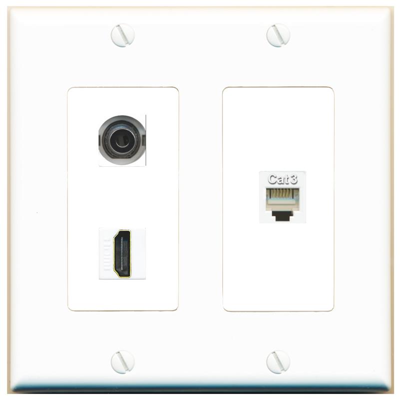 3.5mm HDMI PHONE Wall Plate [White]